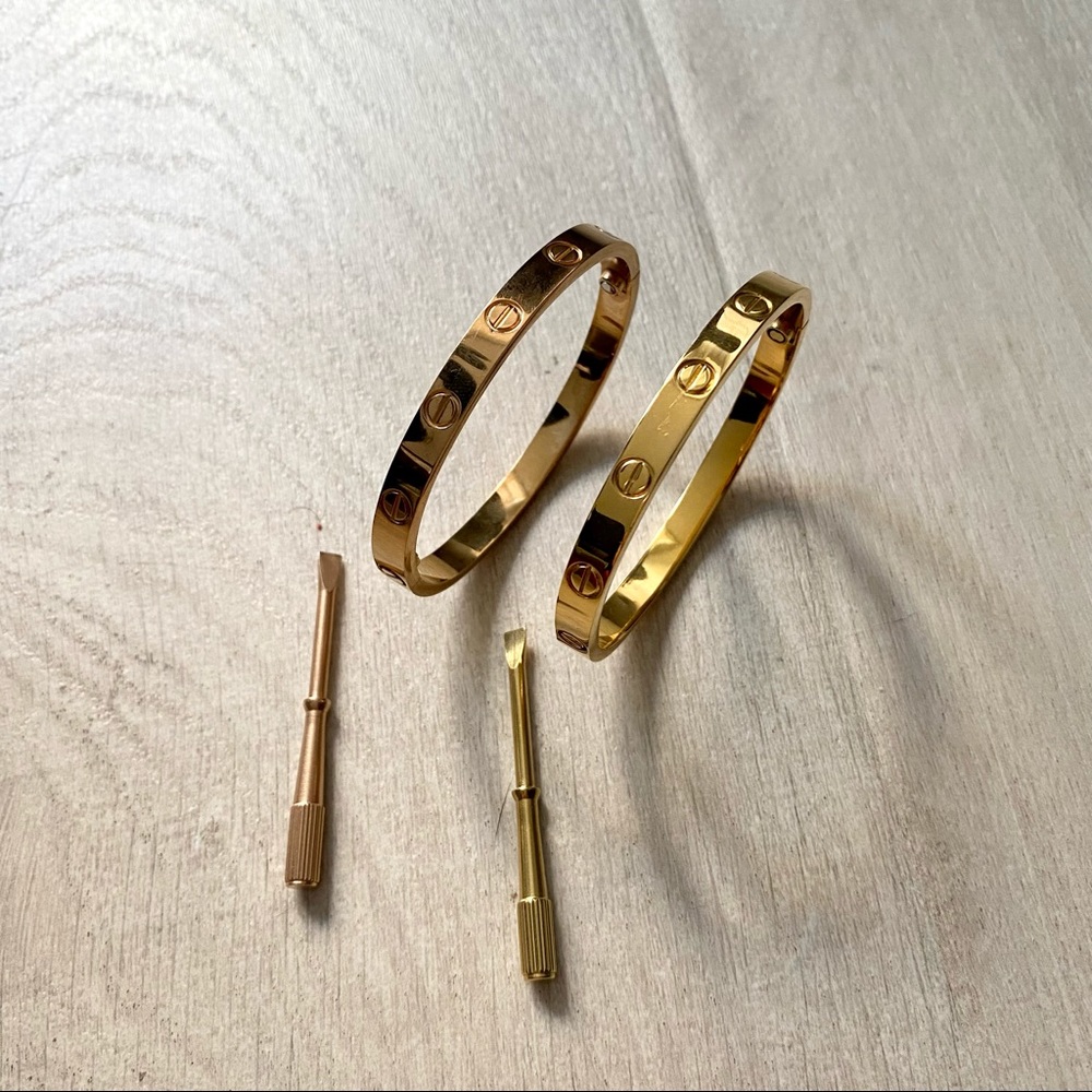 Love bracelets gold rose gold set of 2